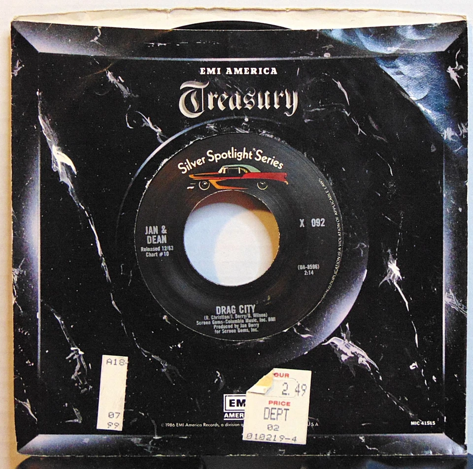Jan & Dean - Dead Man's Curve / Drag City - EMI America Rock 45 RPM 7" Single - Image 2 of 4