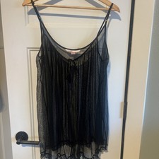 Vtg Y2K Victoria  s Secret Babydoll Nightie Sheer Lingerie Large Coquette Black