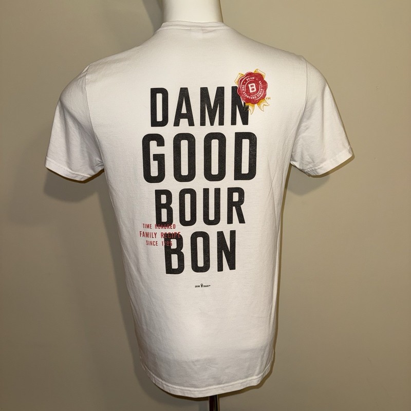 Jim Beam "Damn Good Bourbon" White Short Sleeve Shirt Adult Size Large Drink