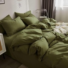Queen Duvet Cover Set Olive Green 3pc 90x90 Luxury Microfiber Comforter Quilt