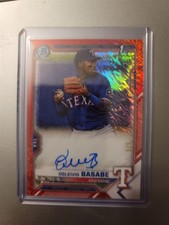 OSLEIVIS BASABE 2021 Bowman Chrome 1st Red Shimmer Refractor Auto RANGERS 5/5