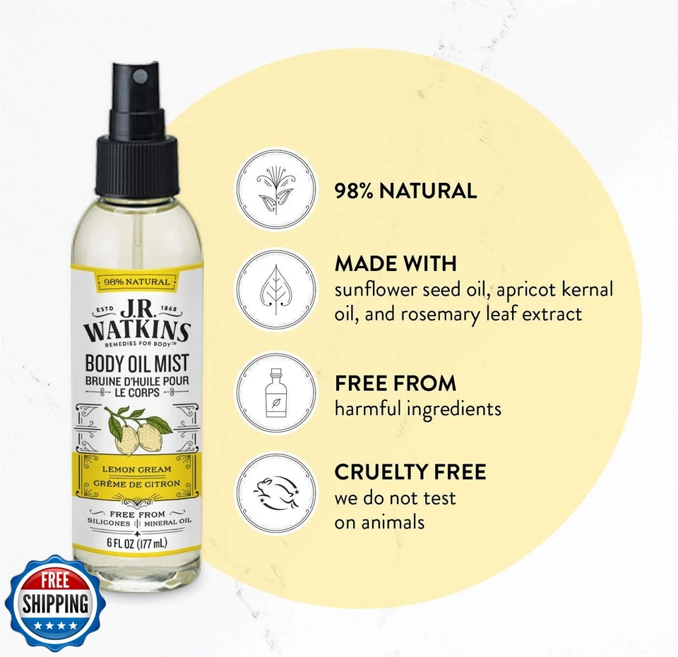 Vaporizador de aceite corporal hidratante natural J.R. Watkins, crema de limón, hidratante Foto 2 de 4