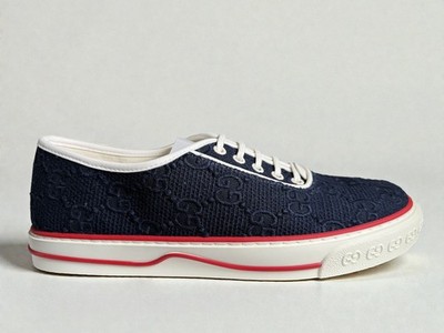 NIB Gucci Embroidery GG Supreme Low Top Sneaker Navy Blue UK8.5 US9