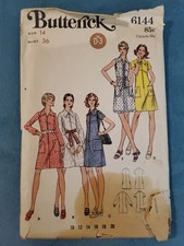 6144 Vtg Butterick Sewing Pattern Misses 1960s Loose Fitting A Line Dress 14 FF