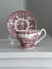 VTG MYOTT “Tonquin” Red & White Cup & Saucer - Staffordshire England (As Is)