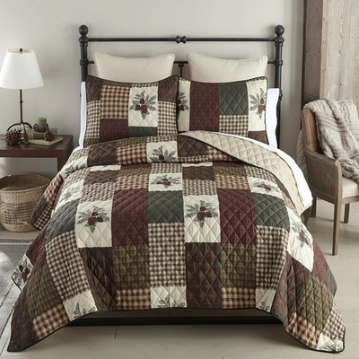 Donna Sharp Pine Panels Microfiber Ultra Soft Country Home King 3 PC Quilt Set