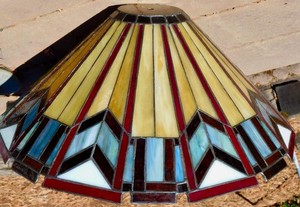 Tiffany Style Mission Alabaster Red, Blue Table Lamp/Floor Lamp Shade 19" diamet