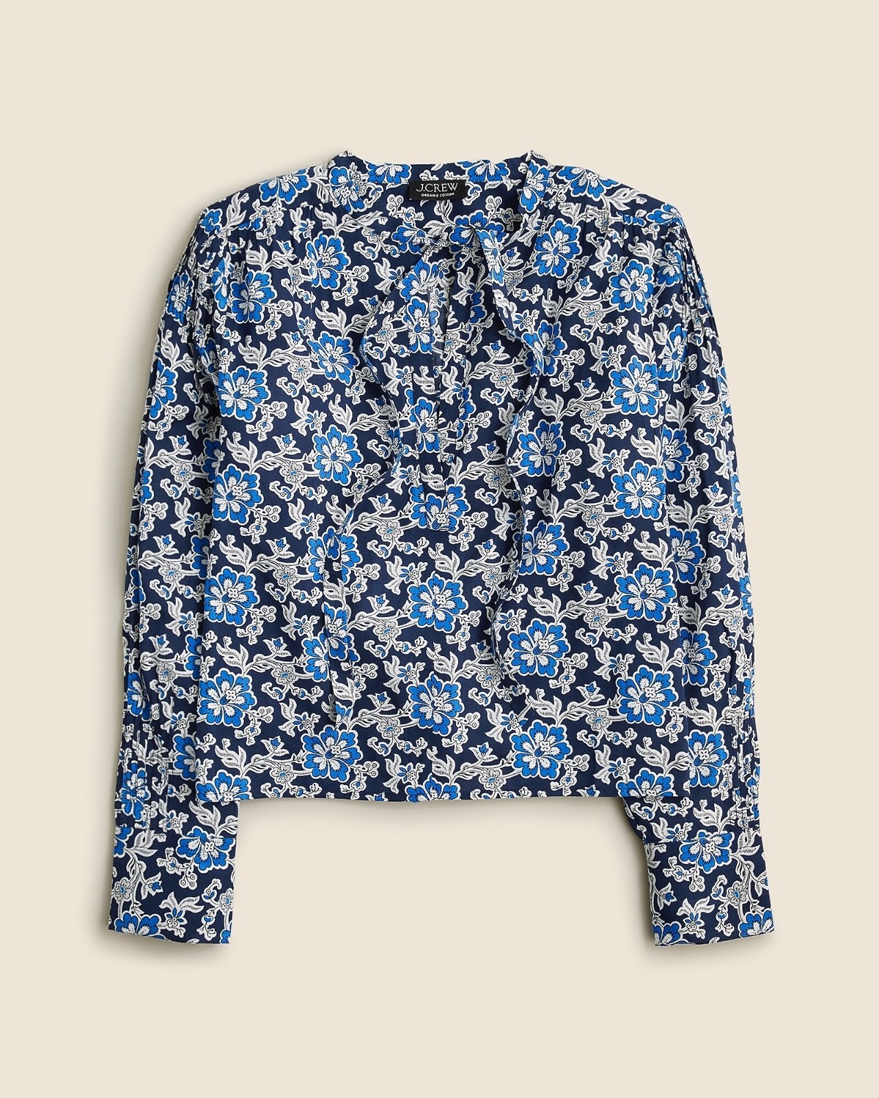 J.Crew V-Neck Tie Top in Floral Cotton-Blend Dobby Women’s M