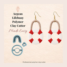 Boucle d'oreille côtière Aegean Lifebuoy coupe argile polymère 40-55 mm outil bijou