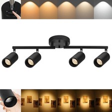 Ajbvp LED Track Lighting Kit 4 Lights 48W Dimmable Zoomable Spotlights New Black