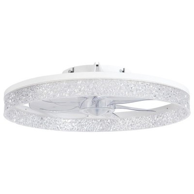 LETRY White 13in LED Flush Mount Ceiling Fan Light with Remote Control Dimmable