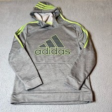 Adidas Hoodie Girls Gray 18-20 Long Sleeve Logo Pullover Hoodie