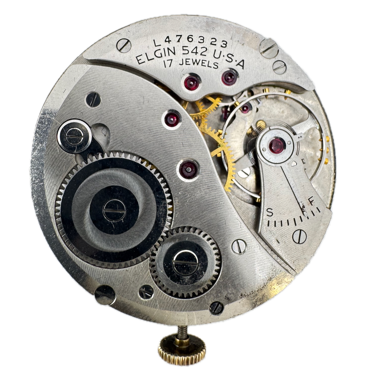 Antique 12s 1946 Elgin 17 Jewel Mechanical Pocket Watch Movement 542 USA