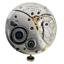 Antique 12s 1946 Elgin 17 Jewel Mechanical Pocket Watch Movement 542 USA