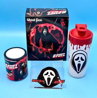 G Fuel Scream Ghost Face Stab Stimulant 2.0 Collector's Box Tub Metal Shaker Cup
