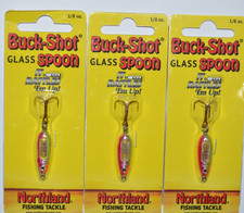 3 lures northland buck shot glass spoons rattles 1/8oz pink silver