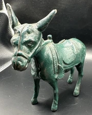 Antique Original Paint Cast Iron Donkey Coin Still Bank Mule Burro, A C Williams