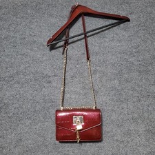 DKNY Elissa Small Shoulder Bag Red w/Gold Accents Designer Fun Party Classy Shop