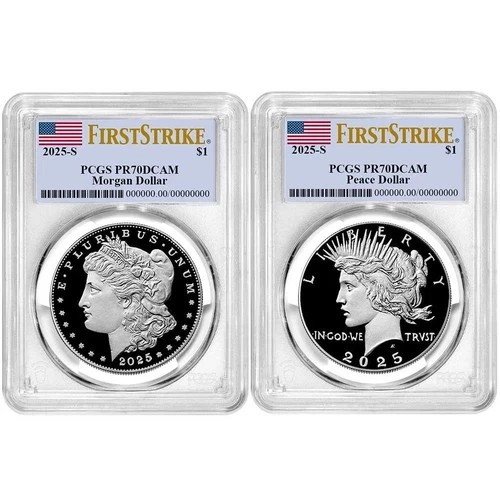 2025-S $1 Proof Morgan and Peace Silver Dollar PCGS PR70DCAM FS Flag