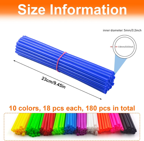 180 PCS Spoke Skins Spoke Covers, 10 Colors Bike Wheels Cover Decoration Protect - Picture 2 of 12