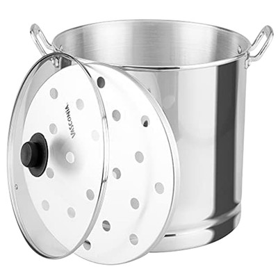 Vasconia 32-Quart Steamer Pot (Aluminum) with Tray & Glass Lid - For Most Sto...