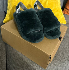 UGG Fluff Yeah Slide Women  s Green US 5 EU 36 Shearling Cushioned 1095119W