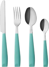 ANNOVA Silverware Set Stainless Steel Cutlery Color Handle Large, Turquoise 