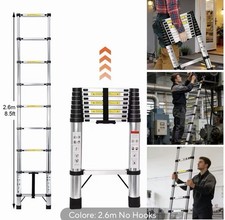 SCALA TELESCOPICA IN ALLUMINIO PORTATILE ESTENSIBILE MULTIUSO TELESCOPICA 2.6-5m