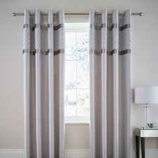 Catherine Lansfield Sequin Cluster Embellished Curtains Lined Eyelet Panels UK