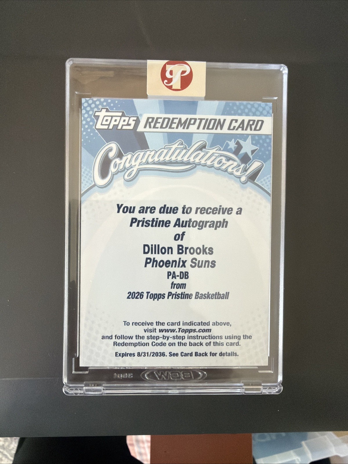 🔥 Topps Pristine 2026 Dillon Brooks Pristine Auto Redemption PA-DB 🏀 
