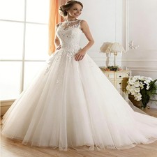 Vintage Plus Size Wedding Dresses Sleeveless Backless Applique A-Line Bride Gown