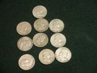 Ten (10)  Silver Franklin Half Dollars   1/2 roll 90% Silver      (#Lot51)
