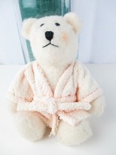 White 8" Wool Teddy Bear Jointed Robe