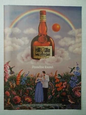 1985 GRAND MARNIER Liqueur Magazine Ad - Paradise Found. Rainbow Flowers Birds