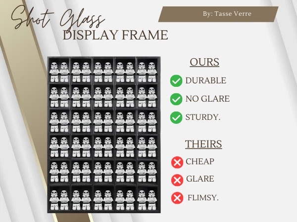 Shot Glass Display Case - Wooden Collectibles Rack - Wall Mounted - Minifigures - Image 4 of 4