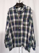 Saks Fifth Avenue Vintage 80s Flannel Tartan Cotton Lounge Shirt Made In USA M