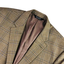 Jos A Bank Men's Traveler Blazer Jacket Brown Windowpane Plaid   43 L