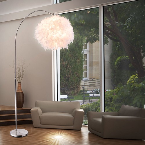 Stehleuchte Standleuchte Bogenlampe weiß Höhenverstellbar Federn E27 H 196 cm - Bild 6 von 12