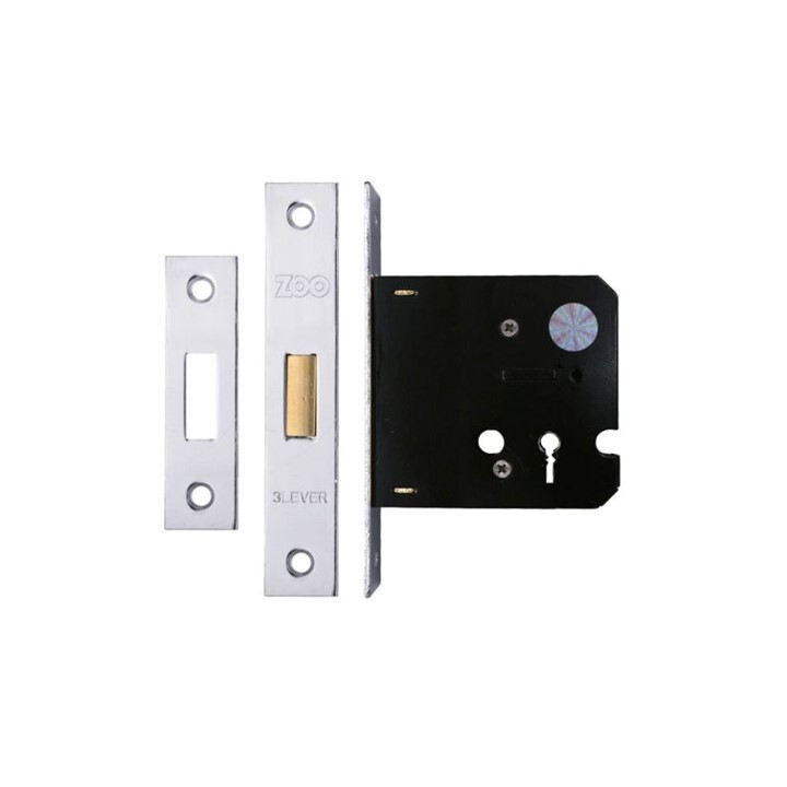 3 lever dead lock SSS, Brass 76mm length with screws, back box ZUKD376SS