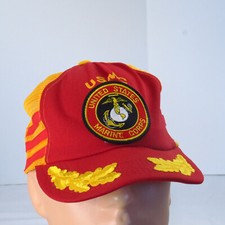 USMC United States Marine Corps Trucker Hat Vtg 3 Stripes Mesh Snapback USA