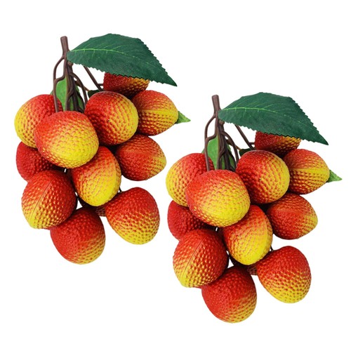 2 Bunches of Artificial Fruit Fake Litchi Model Vivid Artificial Fruit