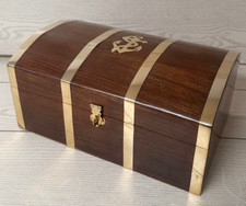 BAULETTO dei PIRATI LEGNO & OTTONE PORTAOGGETTI CONTENITORE FORZIERE DEL TESORO