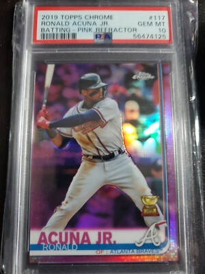 2019 Topps Chrome PSA 10 Ronald Acuna Jr Pink Refractor #117