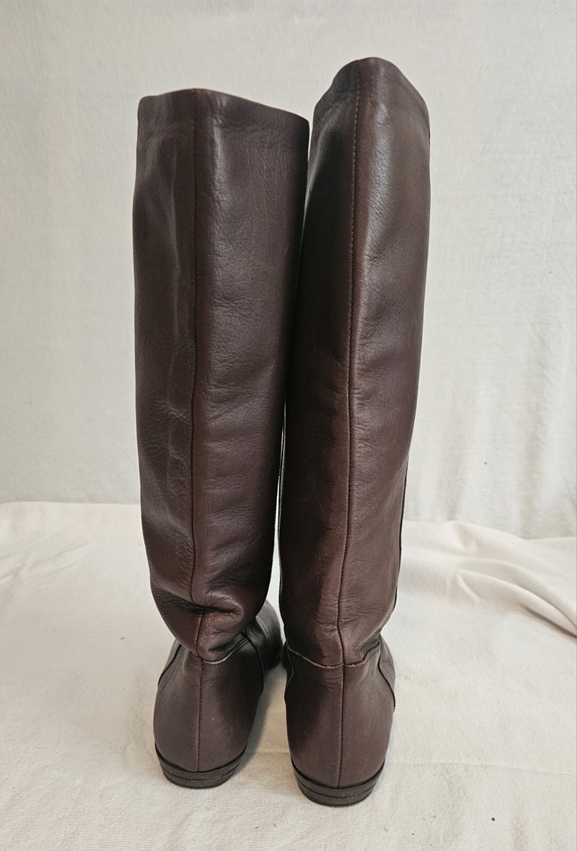 Vero Cuoio Boots Made In Italy, Ladies Sz 8 Brown Flat Leather