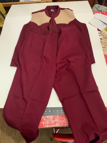Vintage Koret City Blues Women's Burgundy Pants and Vest 2 Piece Set