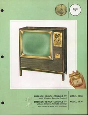 TV Ad Sheet - Emerson - 1961 - 23" Console TV - With or Without Remote Control