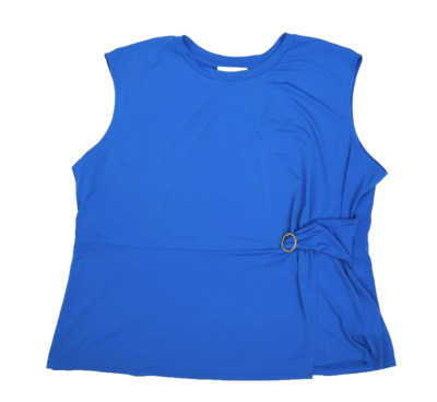 Michael Kors Ring Twist Sleeveless Top Blouse Grecian Blue Plus Size Womens 3X