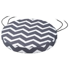 WATERPROOF Round Chair Cushion Seat Pads OUTDOOR Garden Bistro ZIG ZAG GRAPHITE