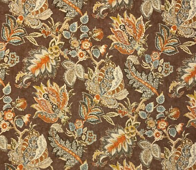 WAVERLY BROMPTON AMBER BROWN LARGE FLORAL VINE MULTIPURPOSE FABRIC BY YARD 54''W