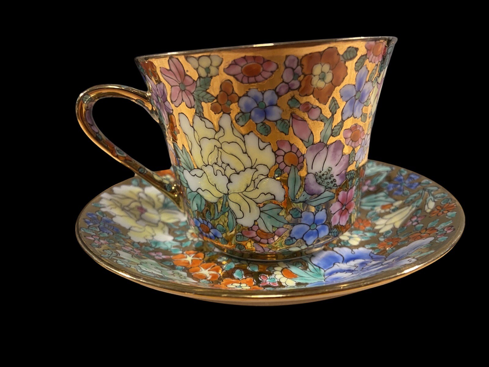 Chintz MilleFleurs Floral Chinese Set -Tea Cup & Saucer Maker Mark Set of 5 VGC